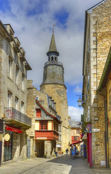 Dinan Gamla Ramhus Gatan Gamla Stan Dinan Muromgärdad Bretonsk Stad — Stockfoto