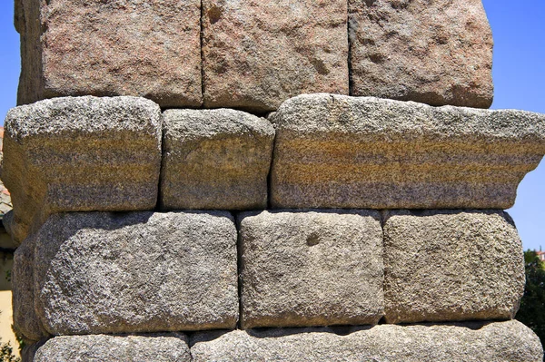 Detail Kamenné Zdivo Římského Akvaduktu Segovii Pravděpodobně Postavené Kolem Pozoruhodně — Stock fotografie