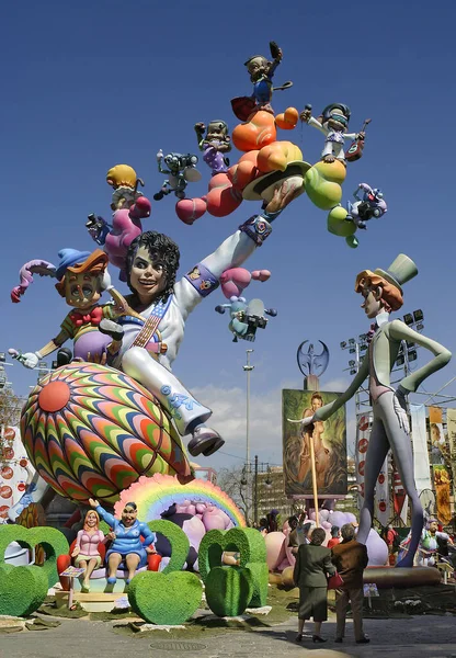 Las Fallas Modelos Papel Exhiben Durante Celebración Tradicional Alabanza San —  Fotos de Stock