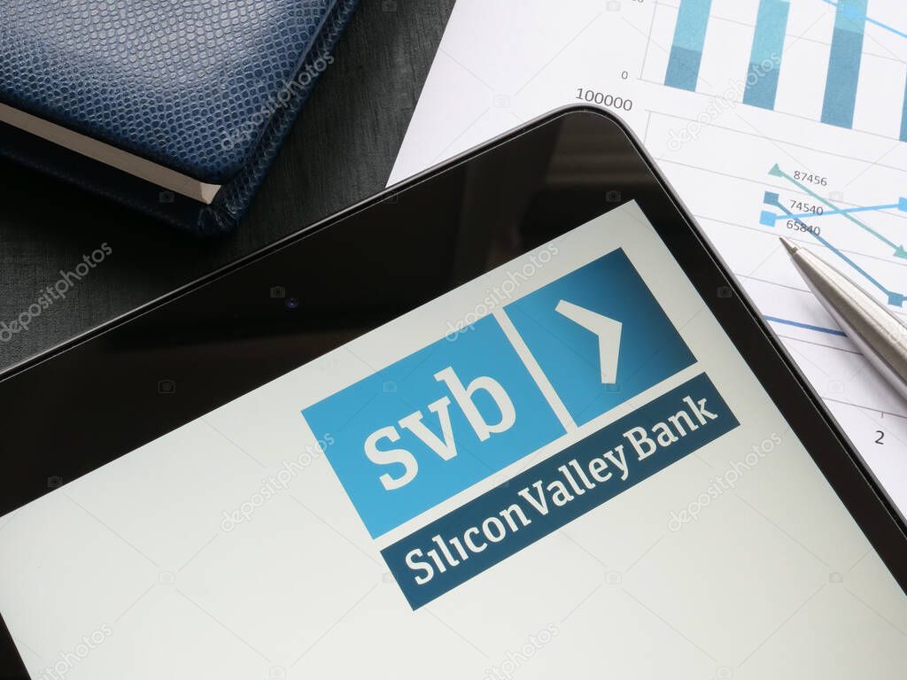 KYIV, UKRAINE - October 21, 2021. Silicon valley bank logo. SVB Financial Group.