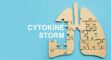 Cytokine storm words and model of the lungs. clipart