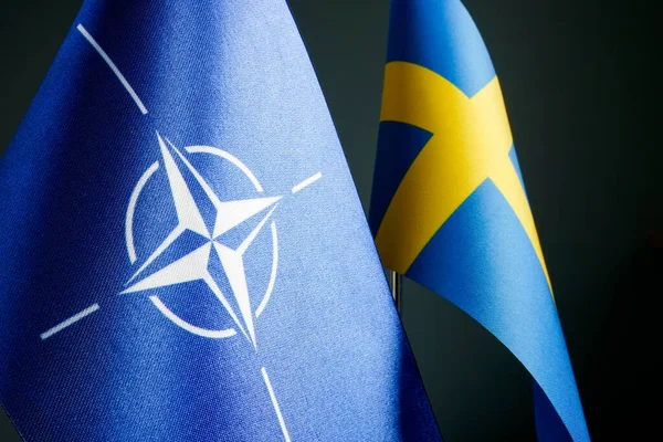 KYIV, UKRAINE - 1 травня 2022 року. Збільшення прапорів Швеції та НАТО. — стокове фото