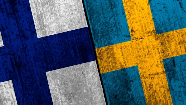 Прапори Фінляндії та Швеції символізують політичні відносини.. — стокове фото