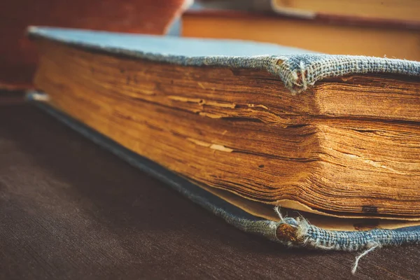 Close-up of an old book with yellowed paper. — Stockfoto