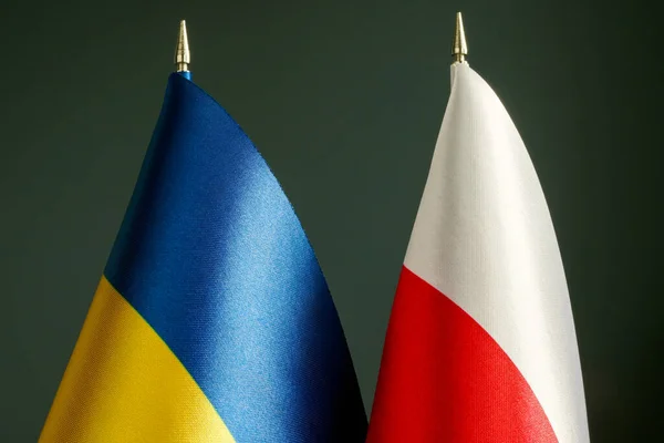 Flags of Ukraine and Poland as a symbol of partnership. — Stockfoto