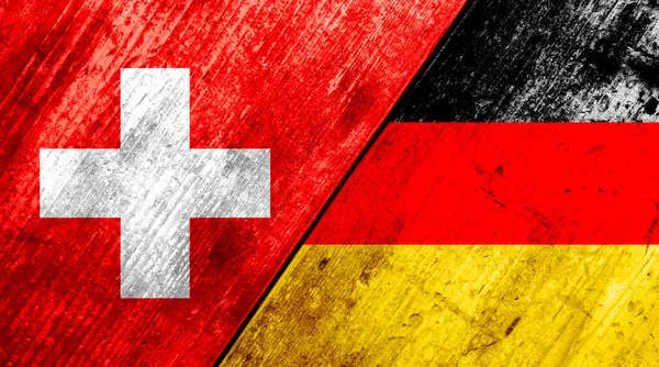 Banderas de Suiza y Alemania en las juntas. — Foto de Stock