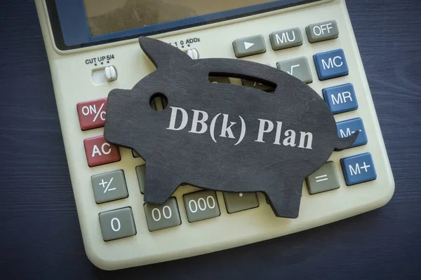 Piggy bank with dbk plan. Retirement concept. — Stock Photo, Image