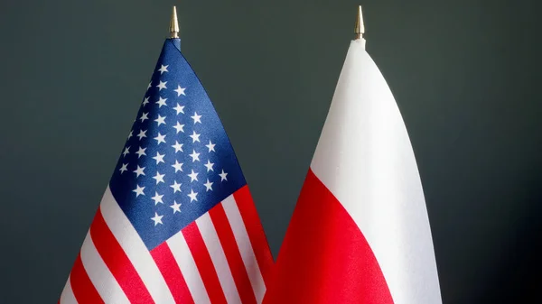 Flags Usa Poland Dark Surface — Stock Photo, Image