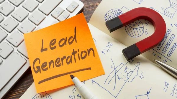 Lead Generation Sign Magnet Notebook — Stock Photo, Image