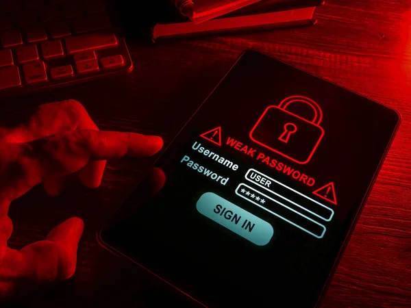 Karanlıkta ekranda zayıf parola sözcükleri.
