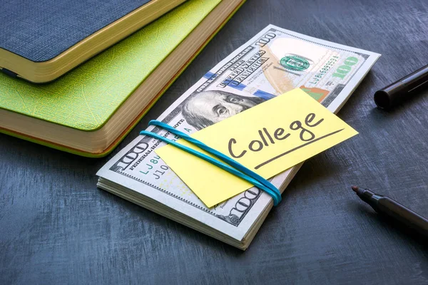 Bundle Money Inscription College Tuition Payment Concept — Stock Photo, Image