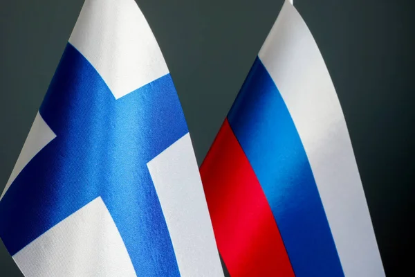 Close Flags Finland Russia — Stock Photo, Image