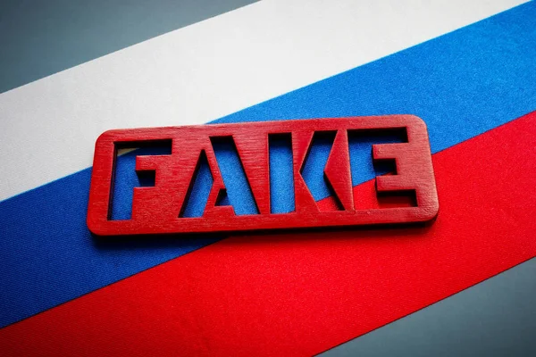 Una Bandera Rusa Cartel Falso Concepto Propaganda — Foto de Stock