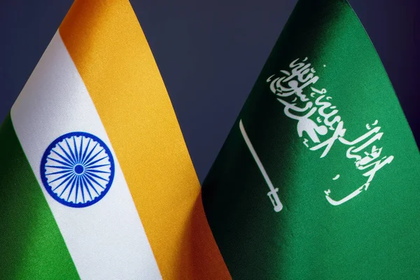 Banderas Pequeñas India Arabia Saudita Lado Lado — Foto de Stock
