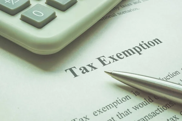 Info Tax Exemption Calculator Pen —  Fotos de Stock