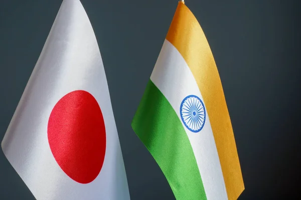 Small Flags Japan India Diplomatic Relations Concept — Stock Photo, Image