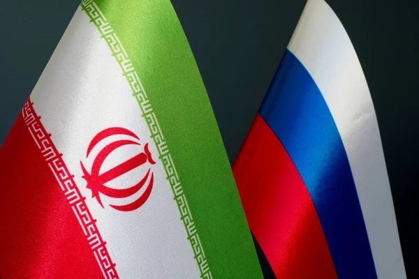 Прапори Ірану Росії Символ Дипломатичних Відносин — стокове фото