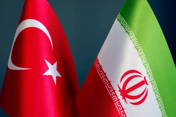 Малі Прапори Туреччини Ірану Концепції Дипломатії — стокове фото