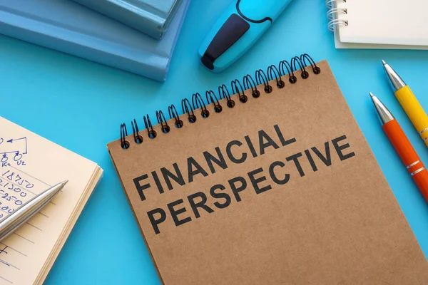 Notepad Words Financial Perspective Pens — Stock Photo, Image