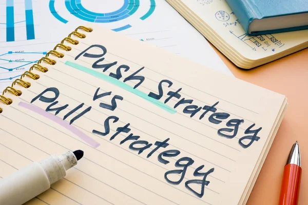 Push Strategy Pull Strategy Phrase Notebook — Stok fotoğraf