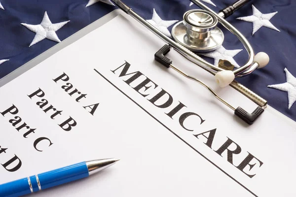Medicare Papers Different Parts Flag — ストック写真