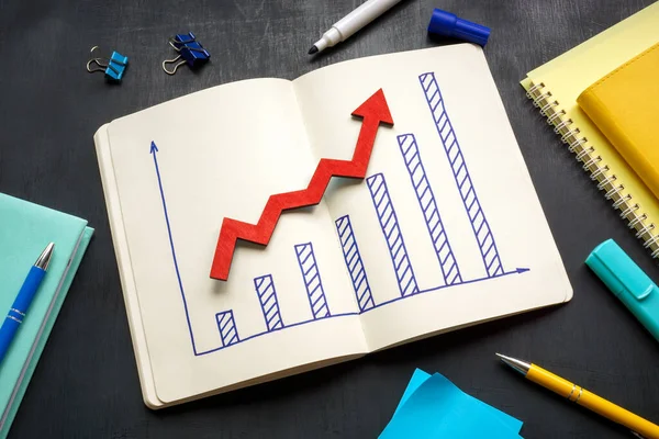 Savings Growth Concept Graph Rising Arrow — Stock Photo, Image