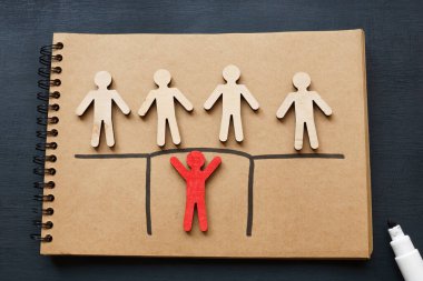 Servant leadership concept. Figurines and one holds the bridge.