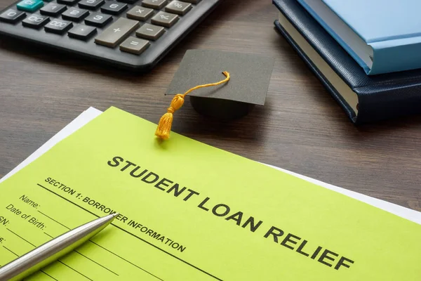 Student Loan Relief Application Form Pen — Stock Photo, Image