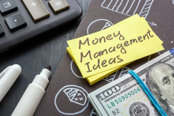 Geld Management Ideeën Tekenen Pagina Met Grafieken — Stockfoto