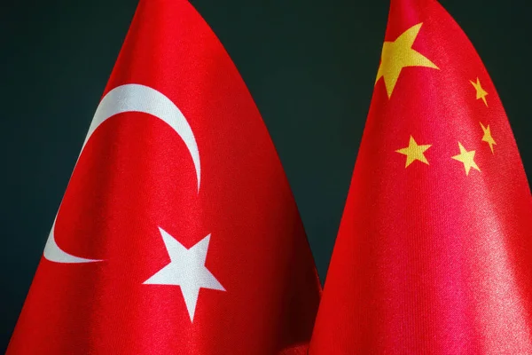 Прапори Туреччини Китаю Концепції Політичних Відносин — стокове фото