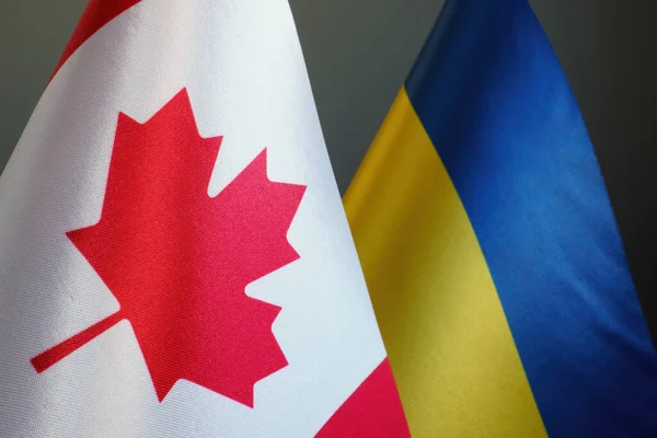 Прапори Канади України Символізують Співпрацю — стокове фото