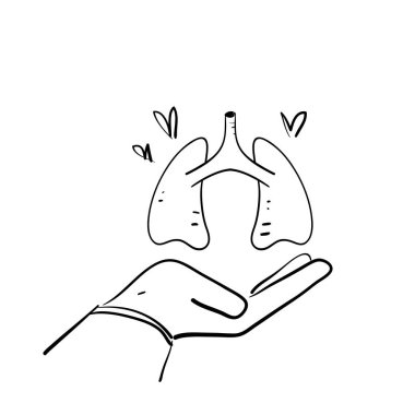 El çizimi karalama akciğer bakım ikonu illüstrasyon vektörü izole