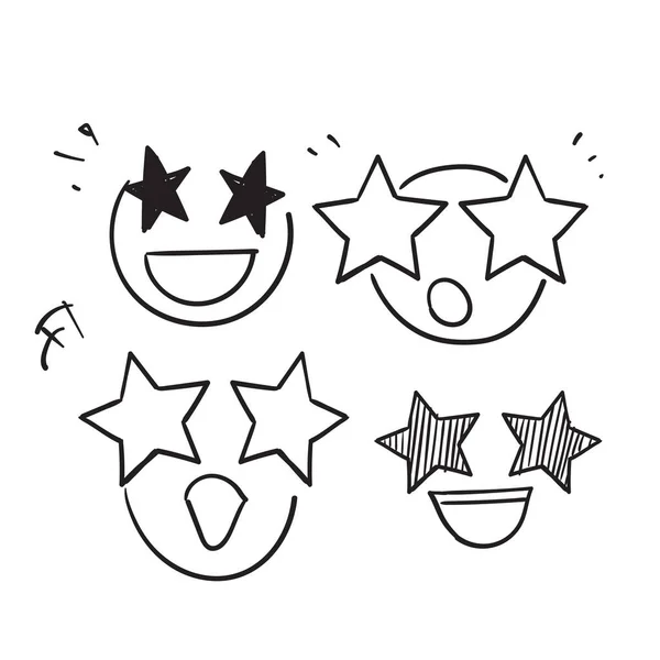 Handritade Doodle Starry Öga Ansikte Ikon Illustration Symbol För Utgångs — Stock vektor
