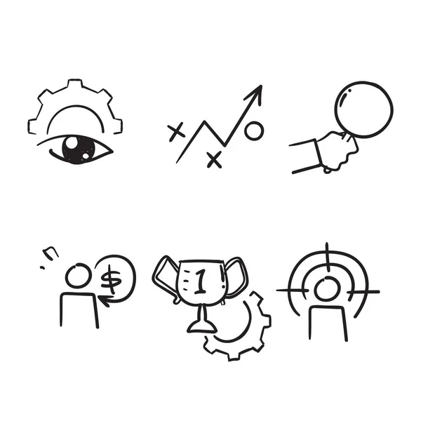 Hand Drawn Doodle Management Strategy Related Illustration Icon Isolated — 图库矢量图片