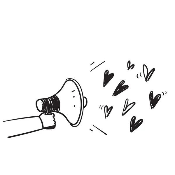 Handgetekende Doodle Megafoon Liefde Illustratie Vector Symbool Voor Gespreide Liefde — Stockvector