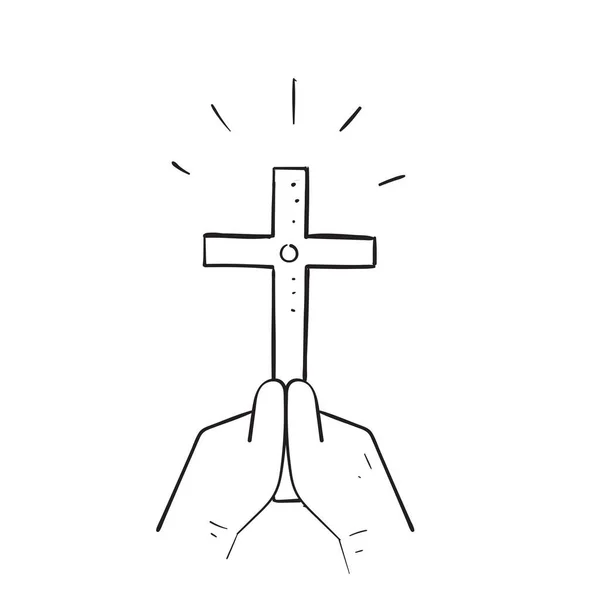 Hand Drawn Doodle Christian Cross Symbol Good Friday Celebration Illustration — Stock Vector