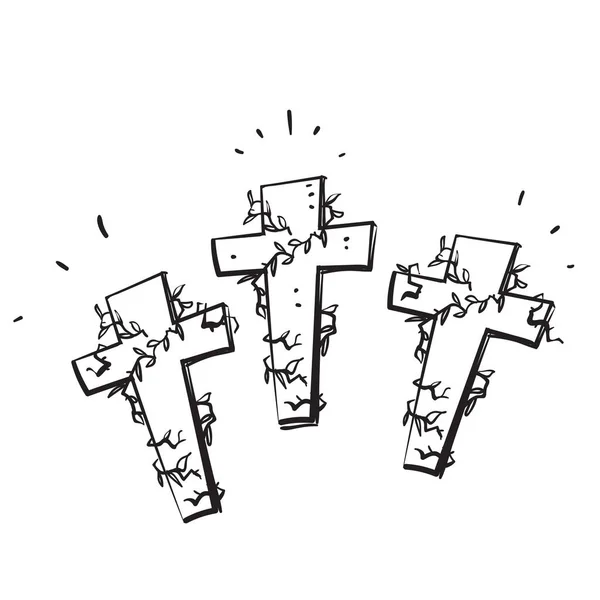 Garabato Dibujado Mano Símbolo Cruz Cristiana Para Ilustración Celebración Del — Archivo Imágenes Vectoriales