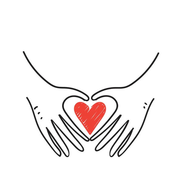 Hand Getekend Doodle Hand Liefde Symbool Illustratie Vector Geïsoleerd — Stockvector