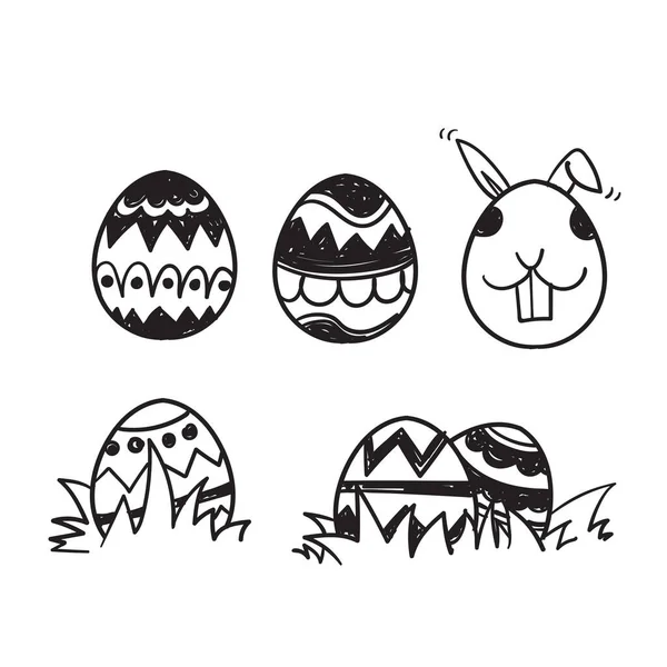 Gambar Tangan Mengukir Gambar Gambar Ikon Easter Egg Collection Ilustrasi - Stok Vektor