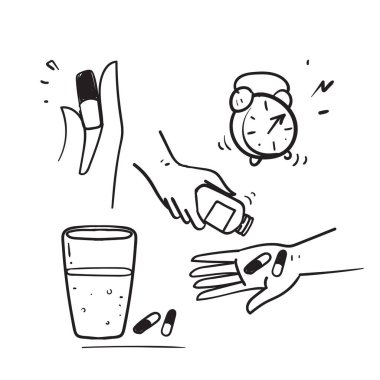 El çizimi karalama zamanı Doz ilacı ikonu çizim vektörü izole