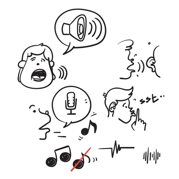 手绘涂鸦一组简单的语音相关向量说明向量 — 图库矢量图片