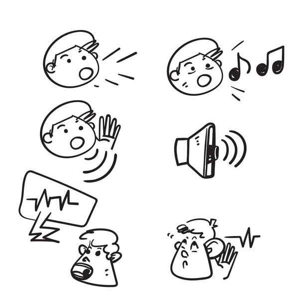 Handgezeichnetes Doodle Einfaches Set Von Voice Related Vector Illustration Vektor — Stockvektor