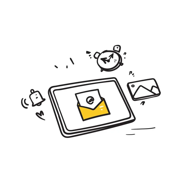 Envelope Doodle Desenhado Mão Com Letra Símbolo Tela Para Newsletter —  Vetores de Stock
