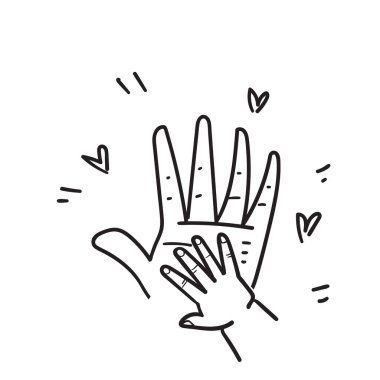 El çizimi karalama anne yeni doğmuş bebek el çizim vektörü tutuyor