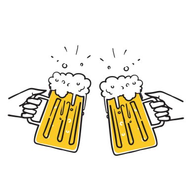 Elle çizilmiş cam bira illüstrasyon vektörü