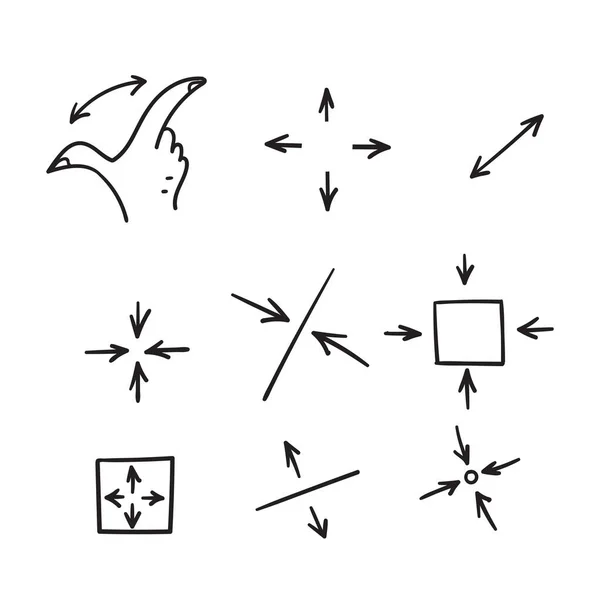 Hand Drawn Doodle Simple Set Scaling Screen Related Illustration Vector — ストックベクタ