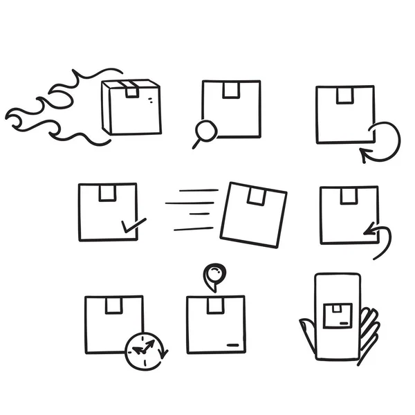 Garabato Dibujado Mano Simple Set Shipping Ilustración Relacionada — Vector de stock