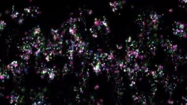 Gece arkaplanlı renkli sim parçacıkları hareket grafikleri