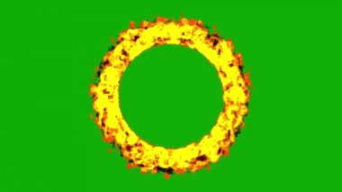 Yeşil ekran arkaplanlı anime ateş çemberi hareket grafikleri