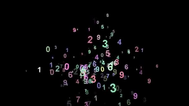 夜の背景を持つ色のデジタル番号の動きのグラフィック — ストック動画